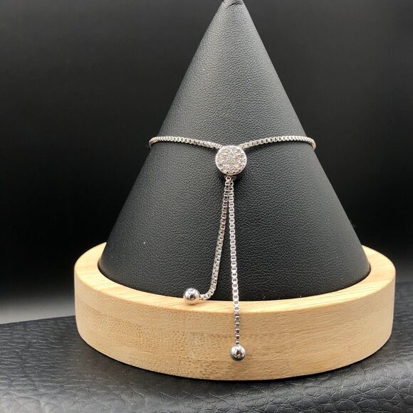 IBB Bolo Bracelet ALWAYS TOGETHER Love Rings Two Tone Pave Crystals Slider Chain - Picture 3 of 8